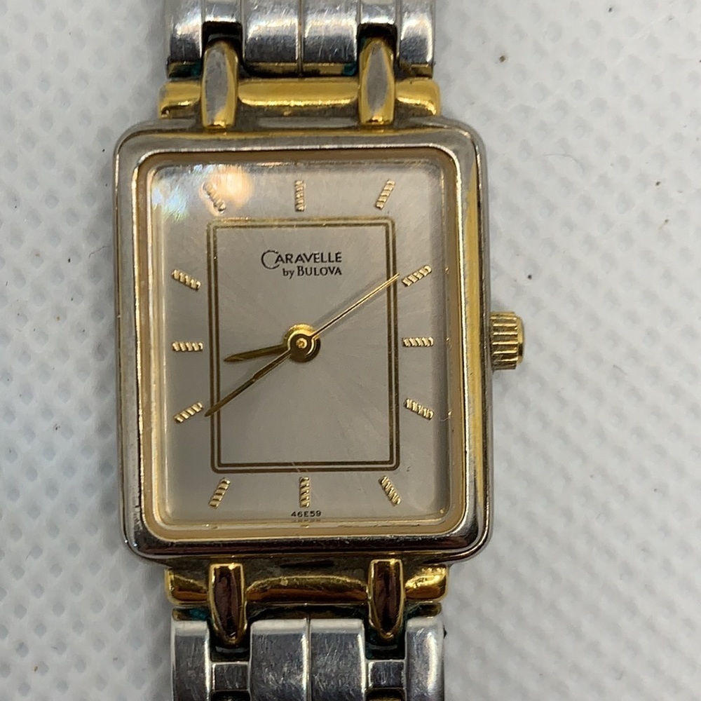 Caravelle by Bulova two-tone tank watch